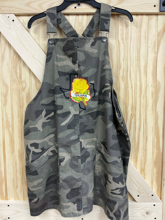 Yellow Rose of Texas Embroidered Camo Coverall Dress