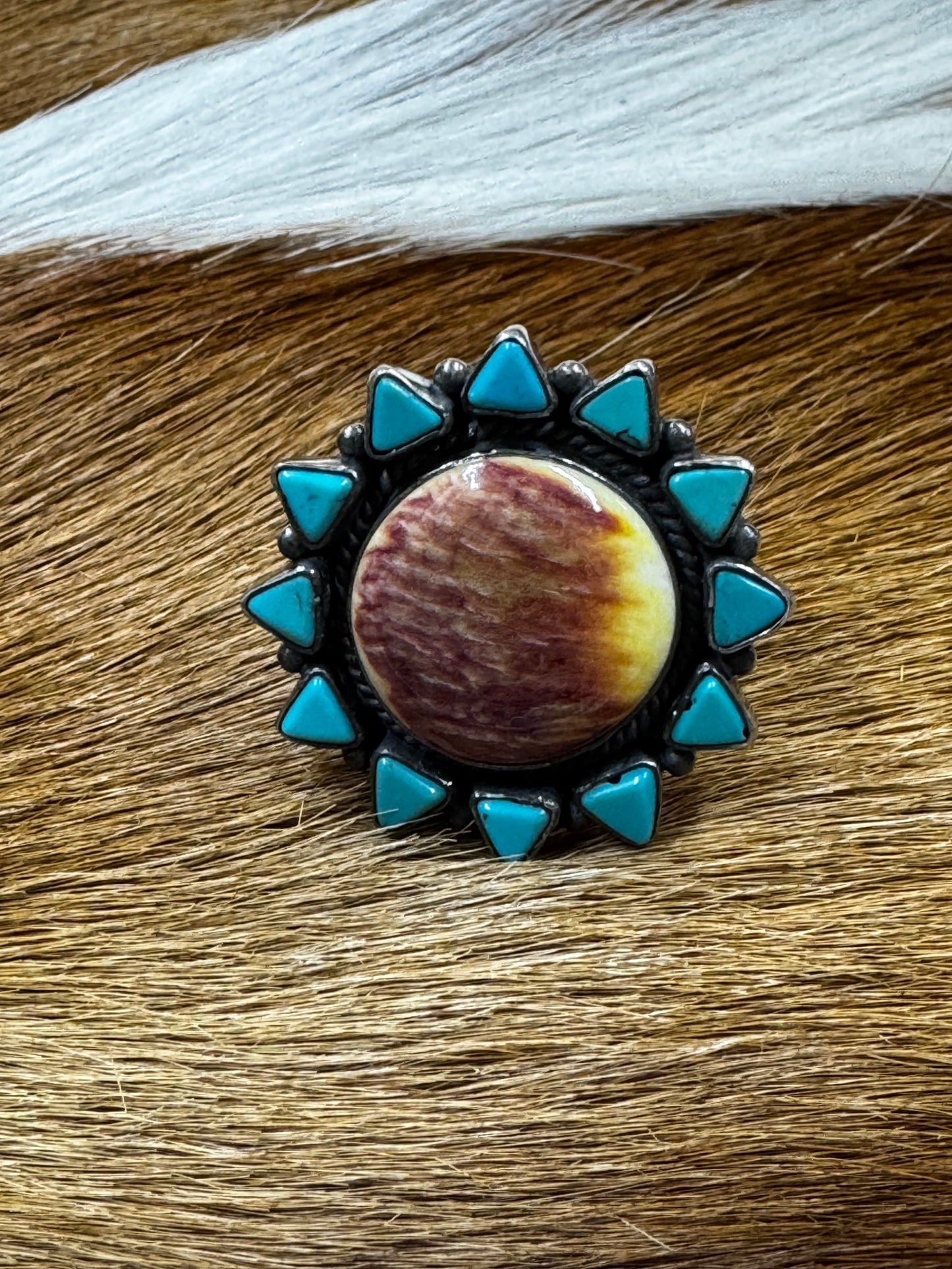 Turquoise and Purple Spiny Ring