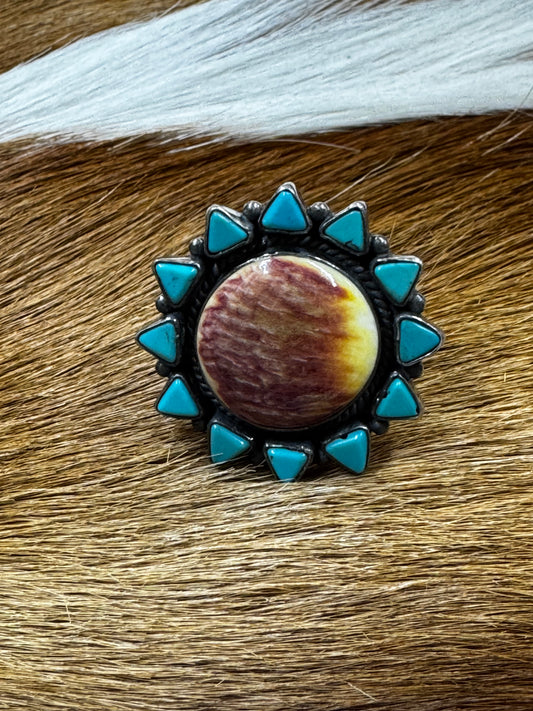 Turquoise and Purple Spiny Ring