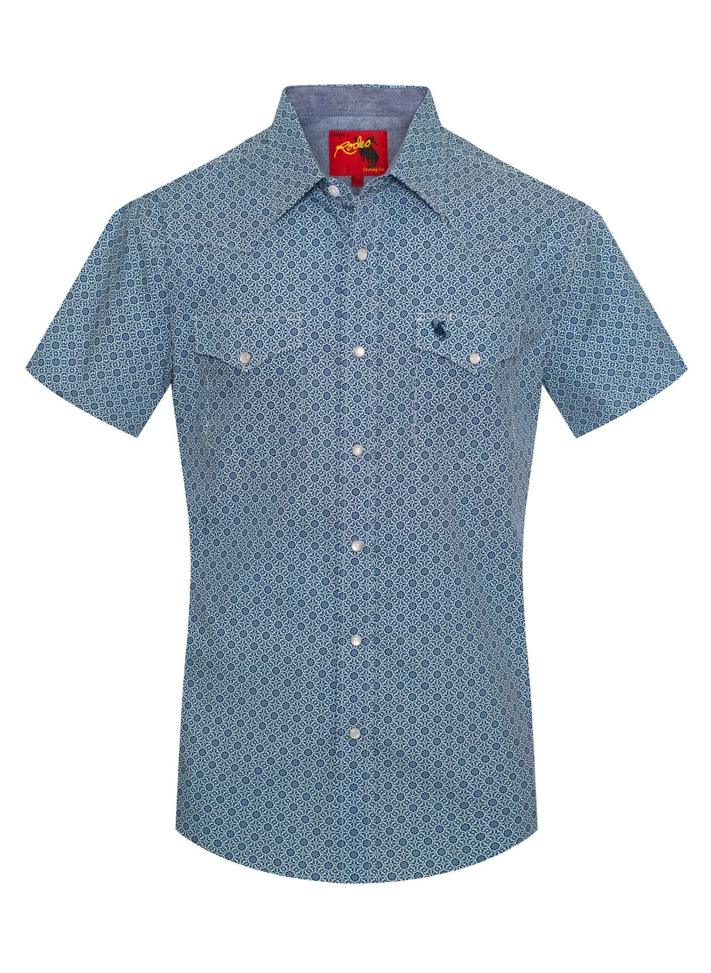 Men's Short Sleeve Pearl Snap Print