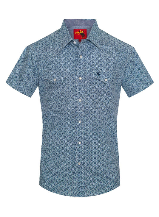 Men's Short Sleeve Pearl Snap Print