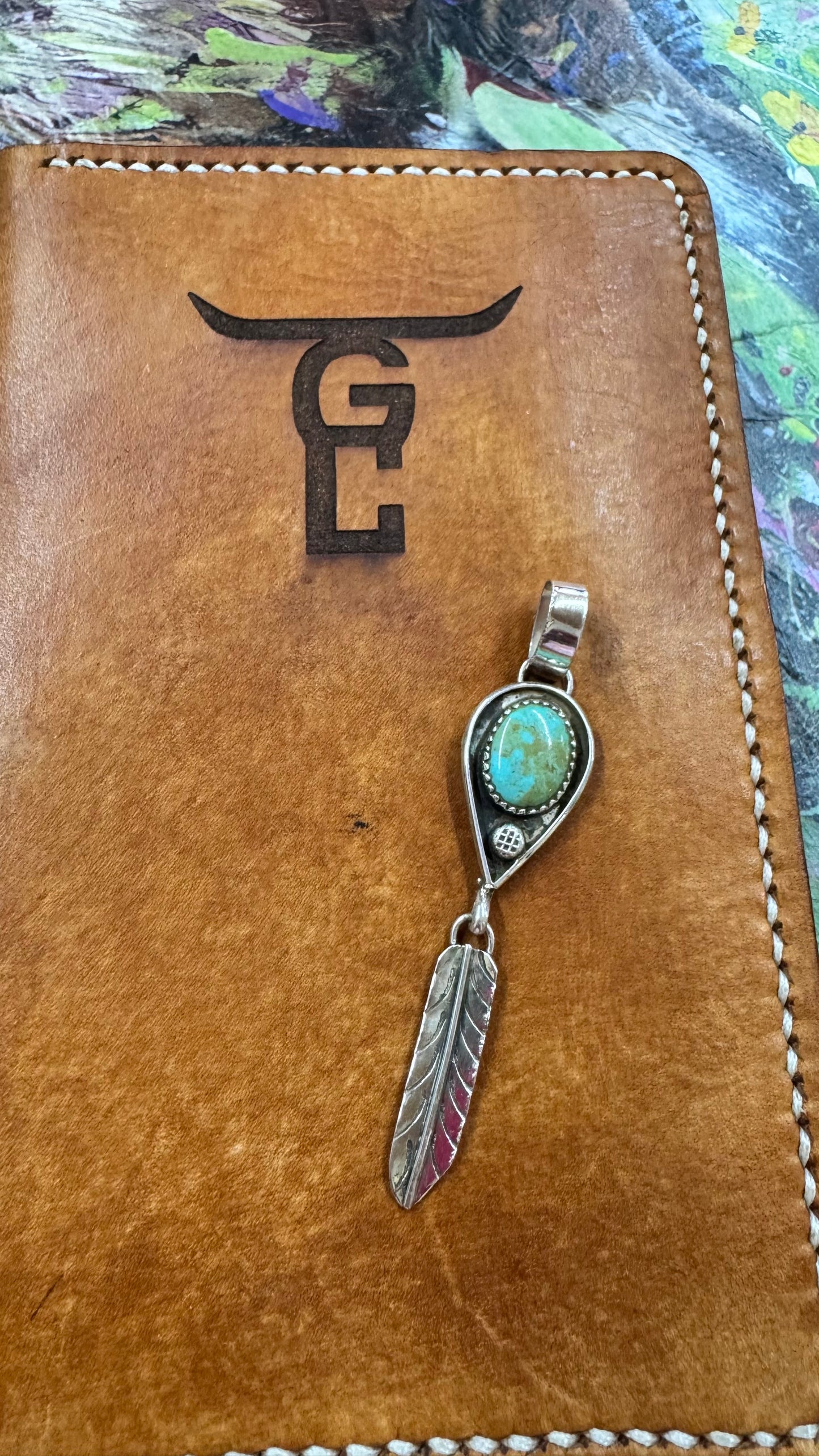 Turquoise Feather Pendant, Navajo