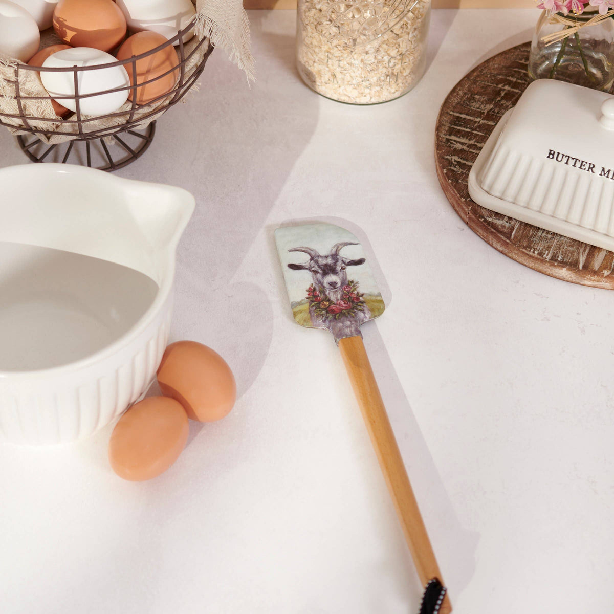 Floral Goat Spatula