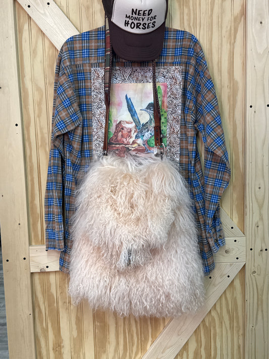 Large Fur Purse - Cream