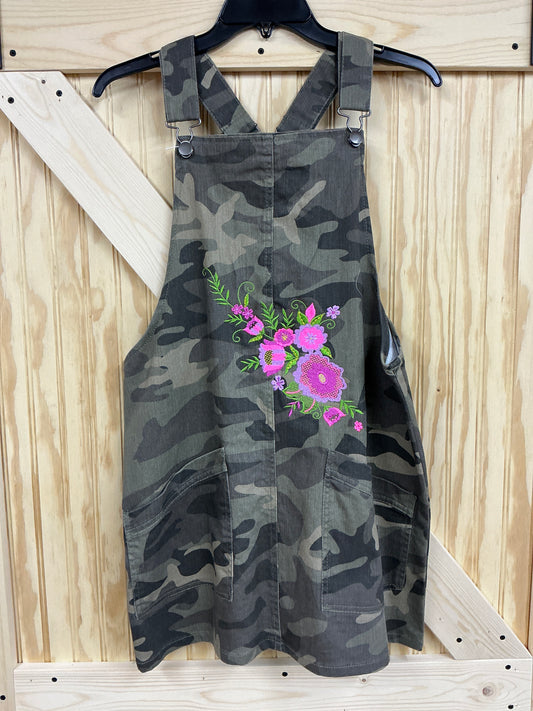 Floral Embroidered Camo Coverall Dress