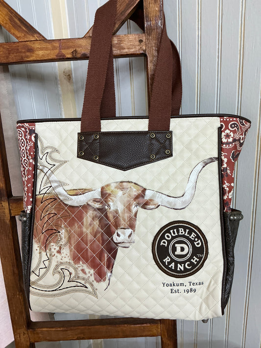 Double D Ranch Longhorn Tote Bag NWOT