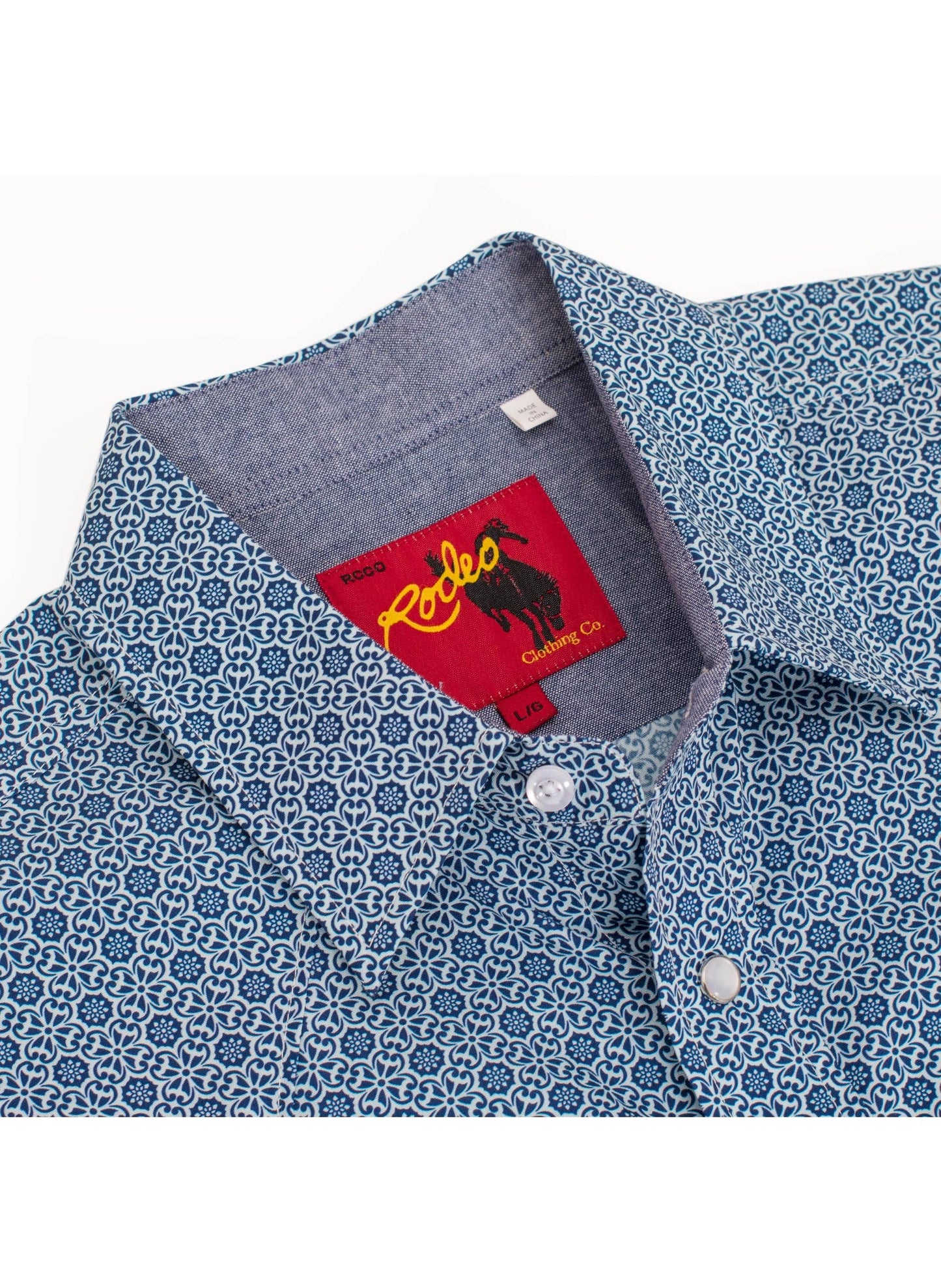 Men's Short Sleeve Pearl Snap Print