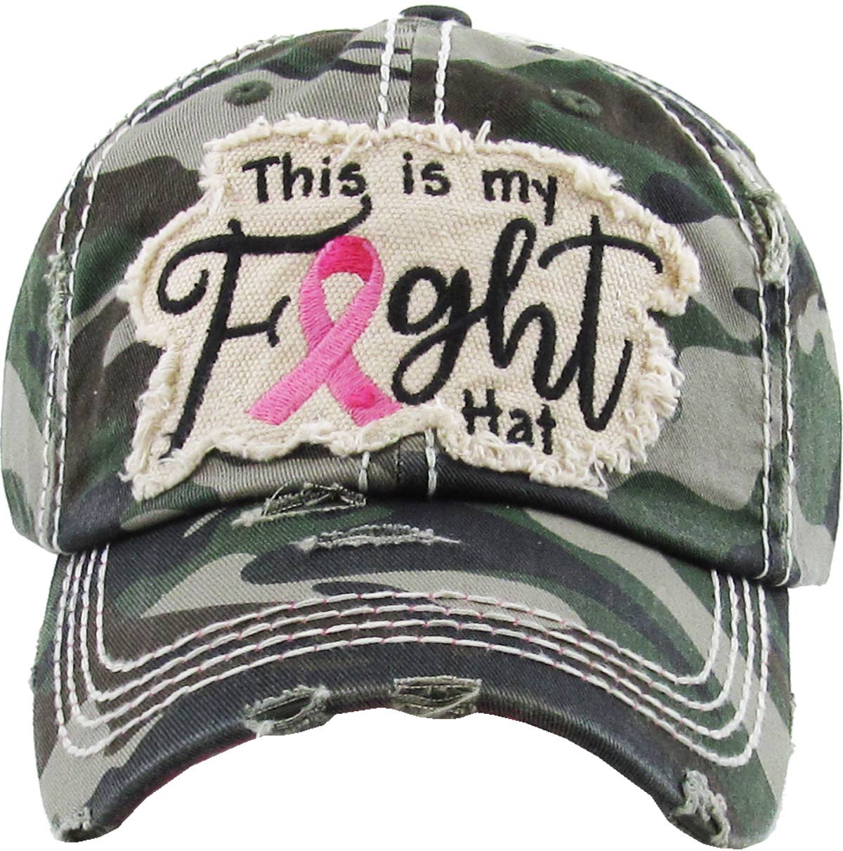 THIS IS MY FIGHT HAT - PINK RIBBON Washed Vintage Ballcap