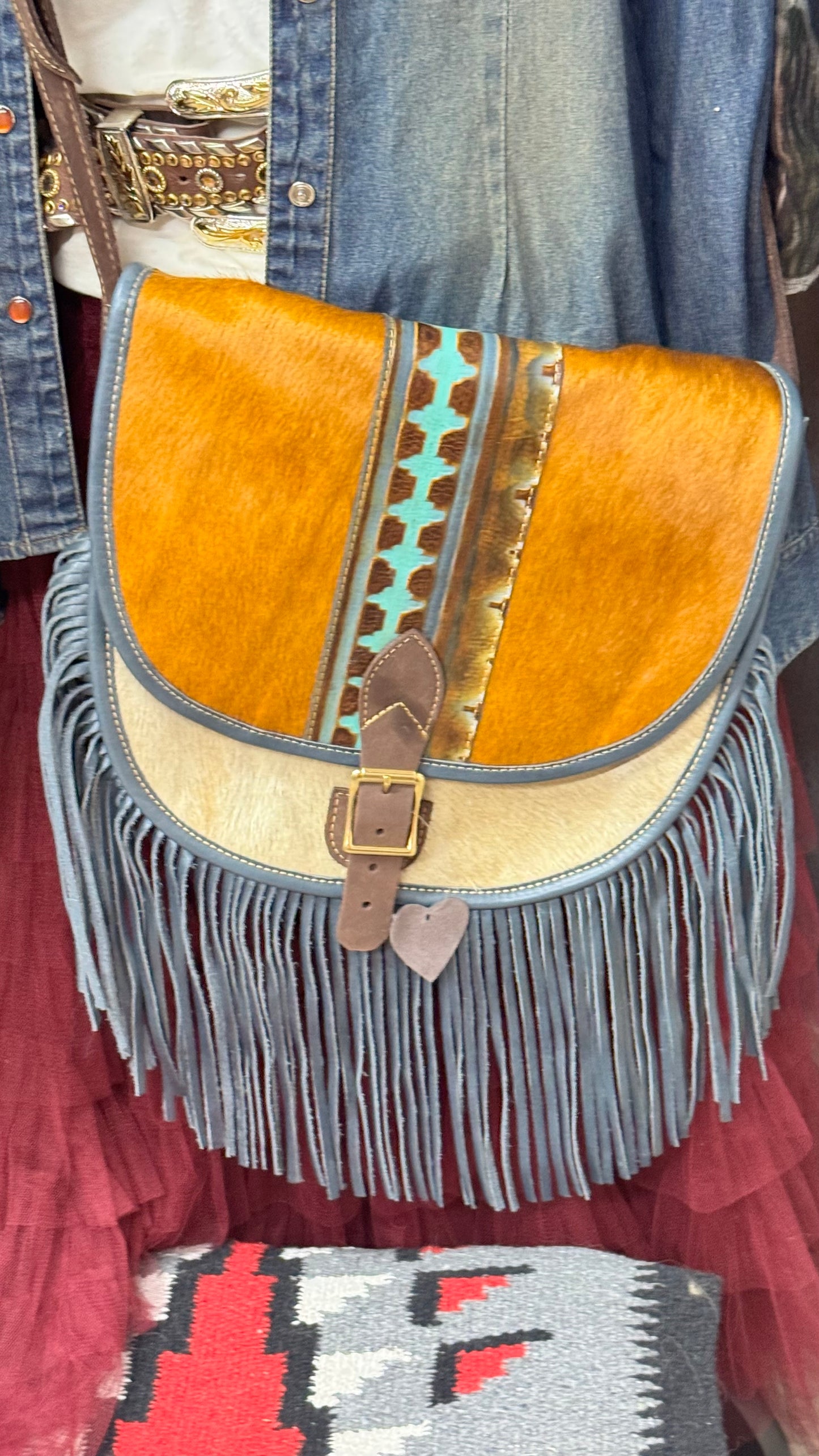 Hair on Hide & Tooled Leather Purse