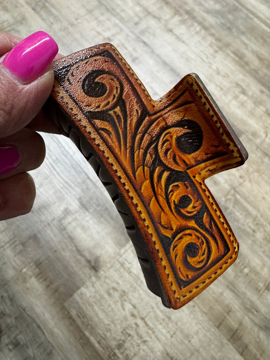 Faux Vegan Leather Hair Clip M/L