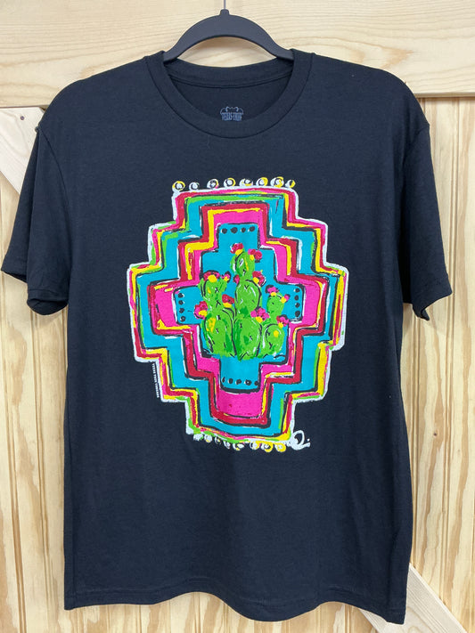 Texas True Threads Callie Ann Stetler Aztec With Cacti Tee