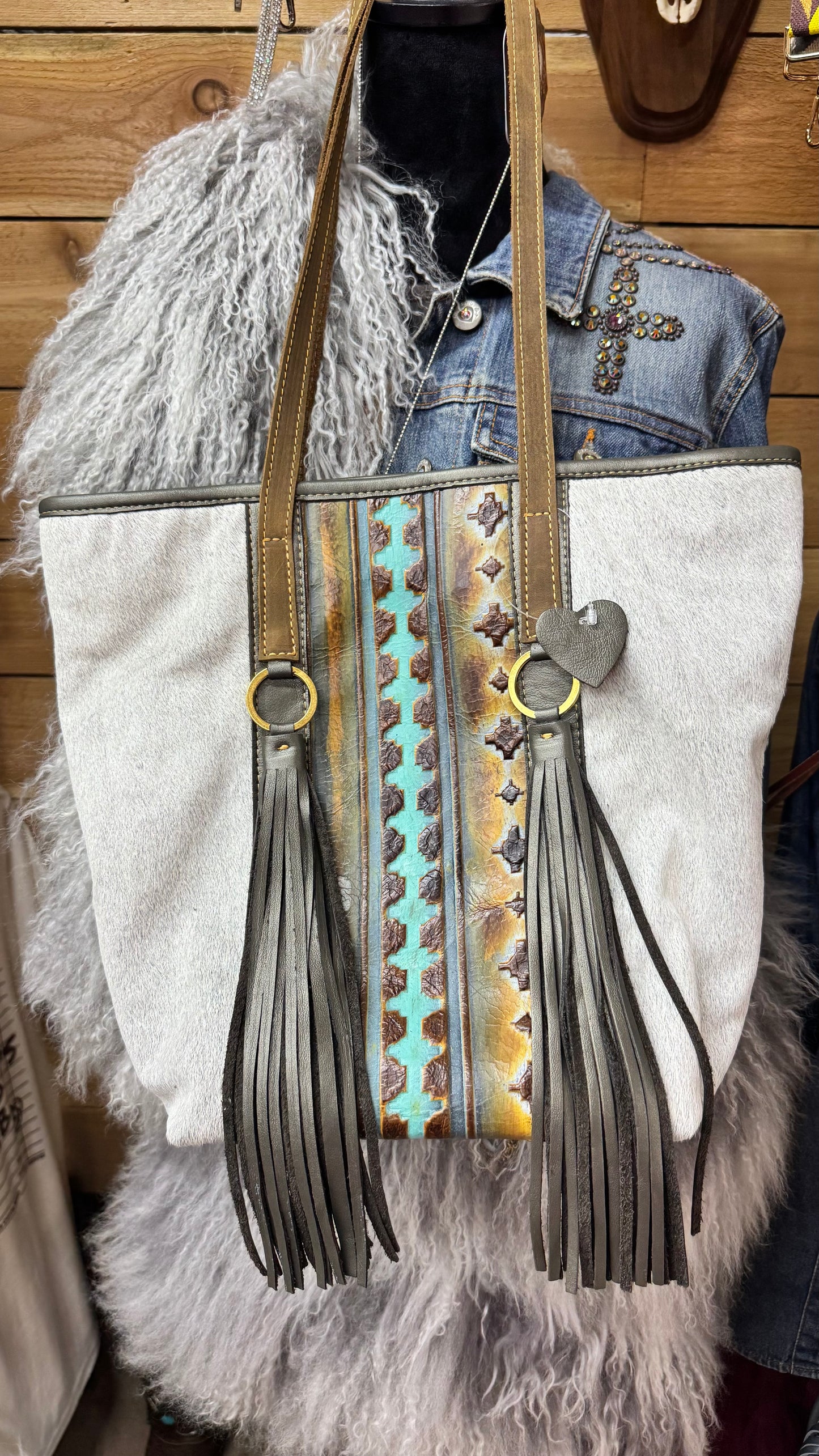 Hair on Hide & Tooled Leather Purse
