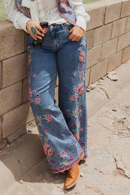 FLORAL EMBRODIERY JEAN