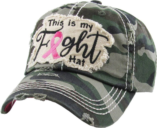 THIS IS MY FIGHT HAT - PINK RIBBON Washed Vintage Ballcap