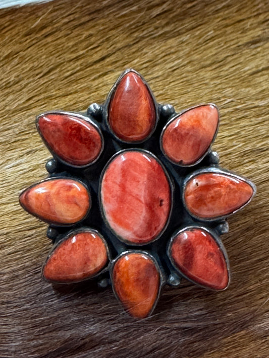 Big Orange Spiny Statement Ring