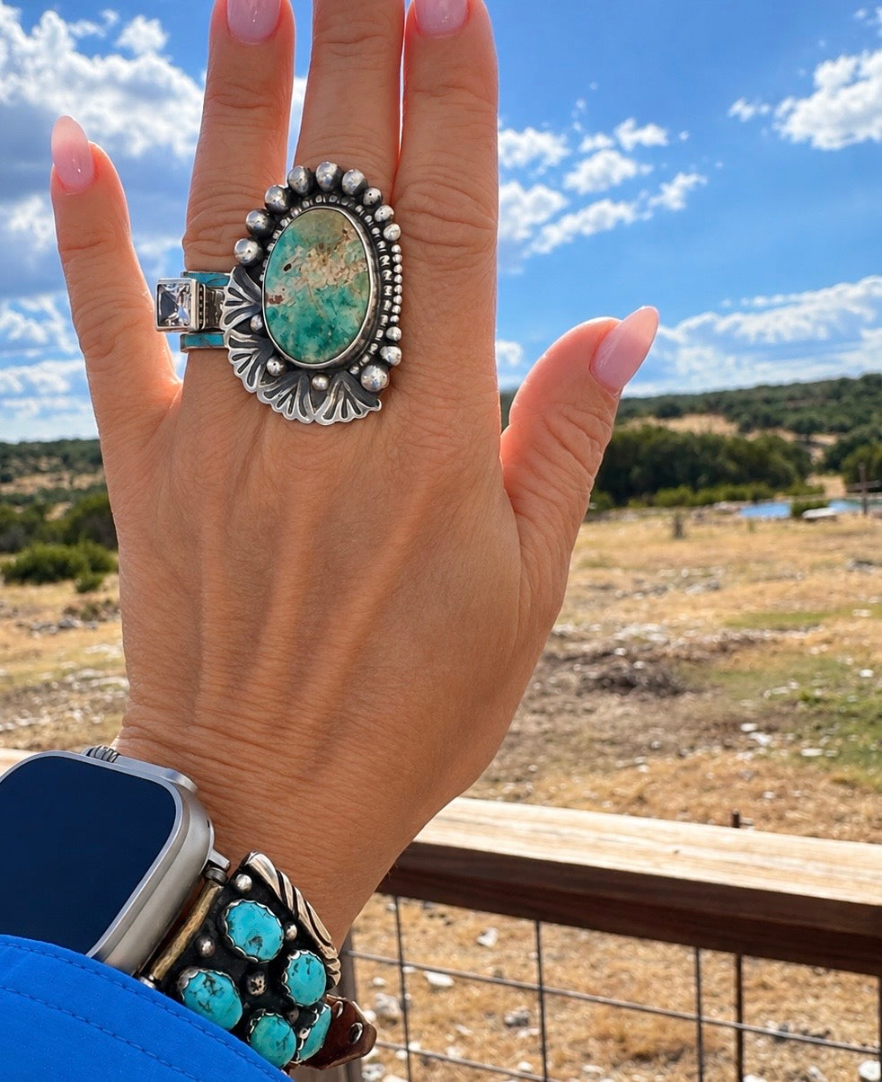 VR Royston turquoise Adjustable Ring