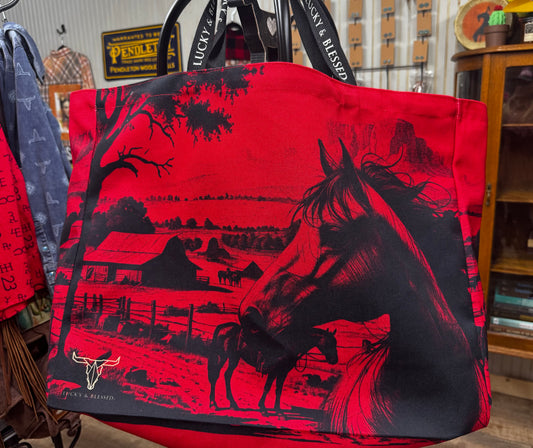 L&B Large Western Canvas Bags