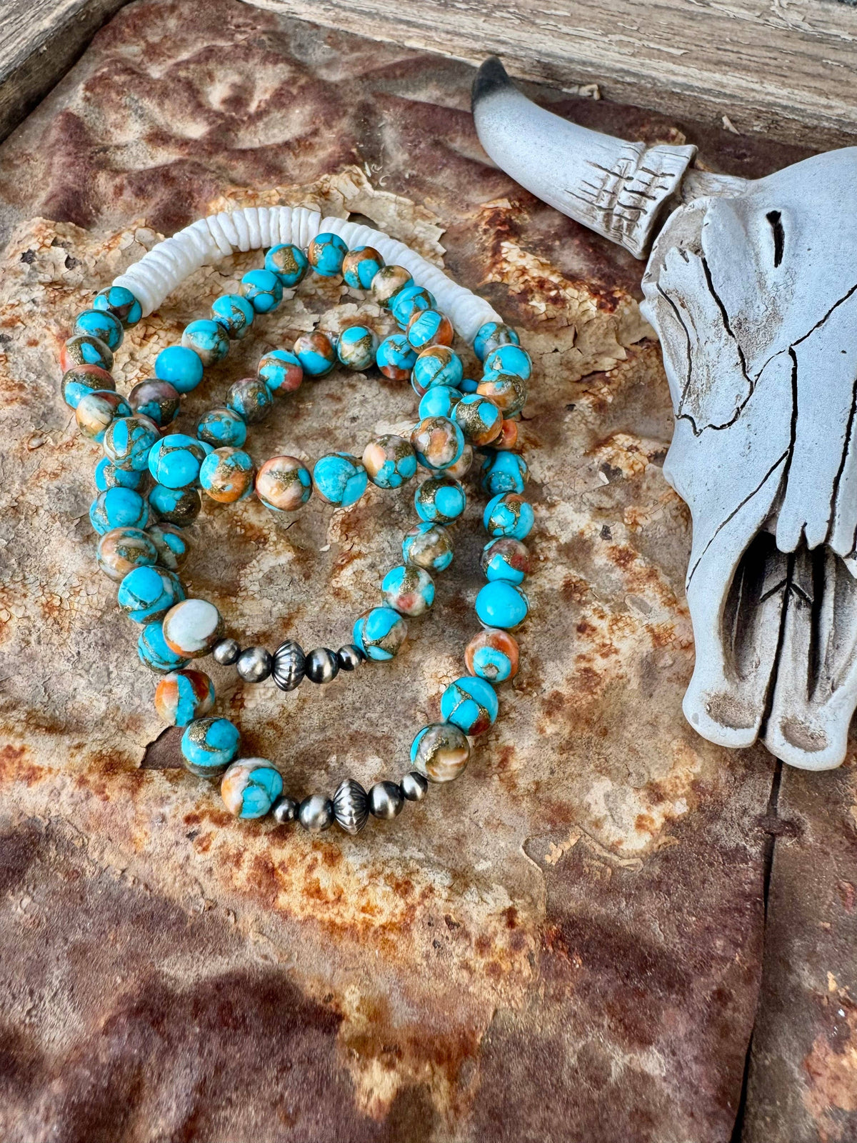 Genuine Turquoise Bracelet/Spiny Oyster Bracelet/Western