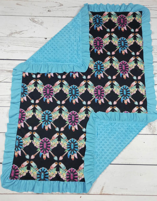 Pink Jeweled Ruffle Baby Blanket