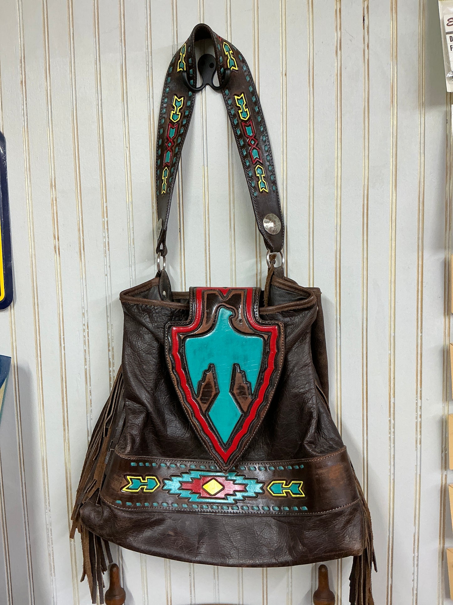 Double J Saddlery Arrowhead Tooled Leather Bag