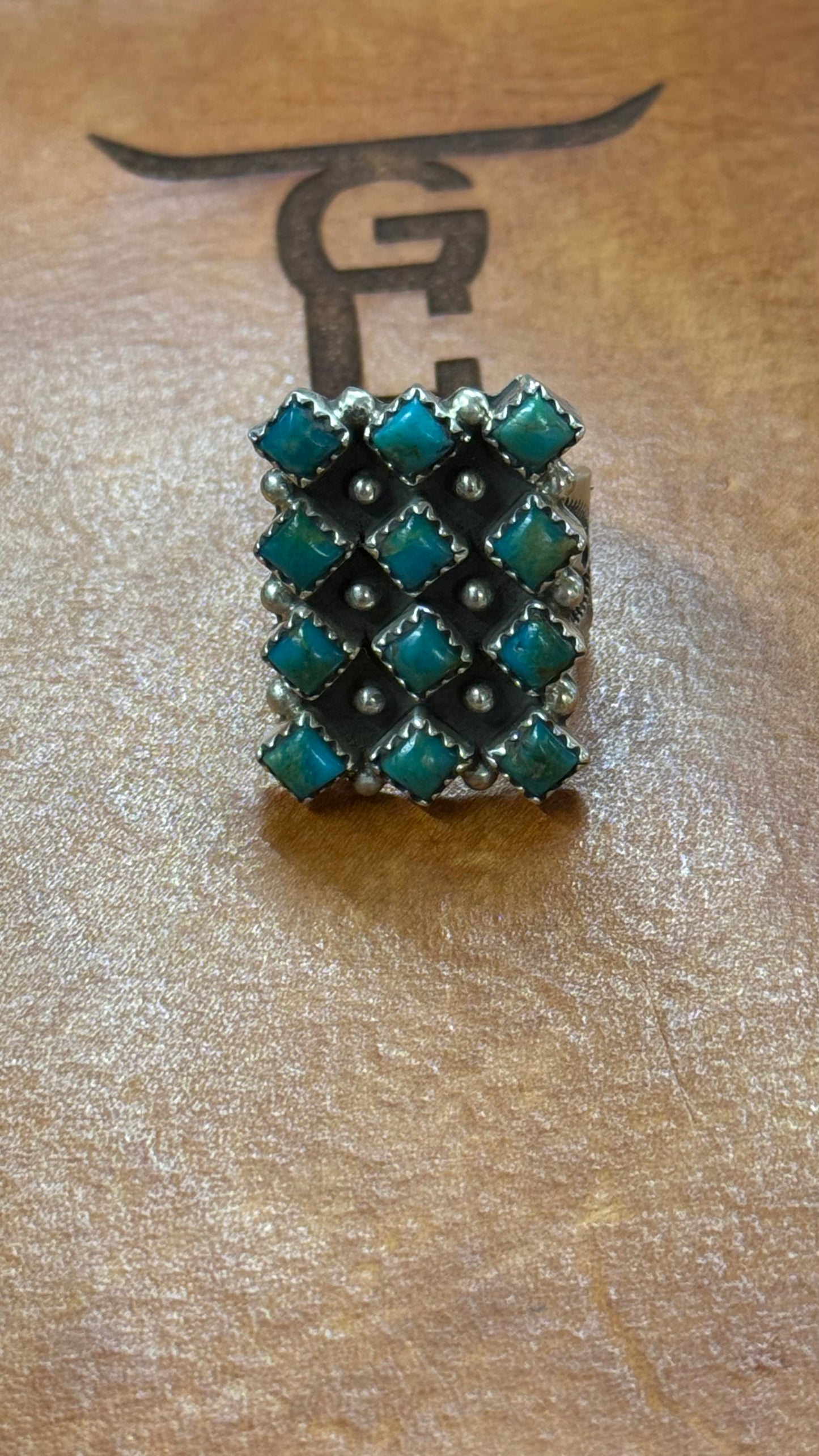 Turquoise 12 Stone Cluster Ring