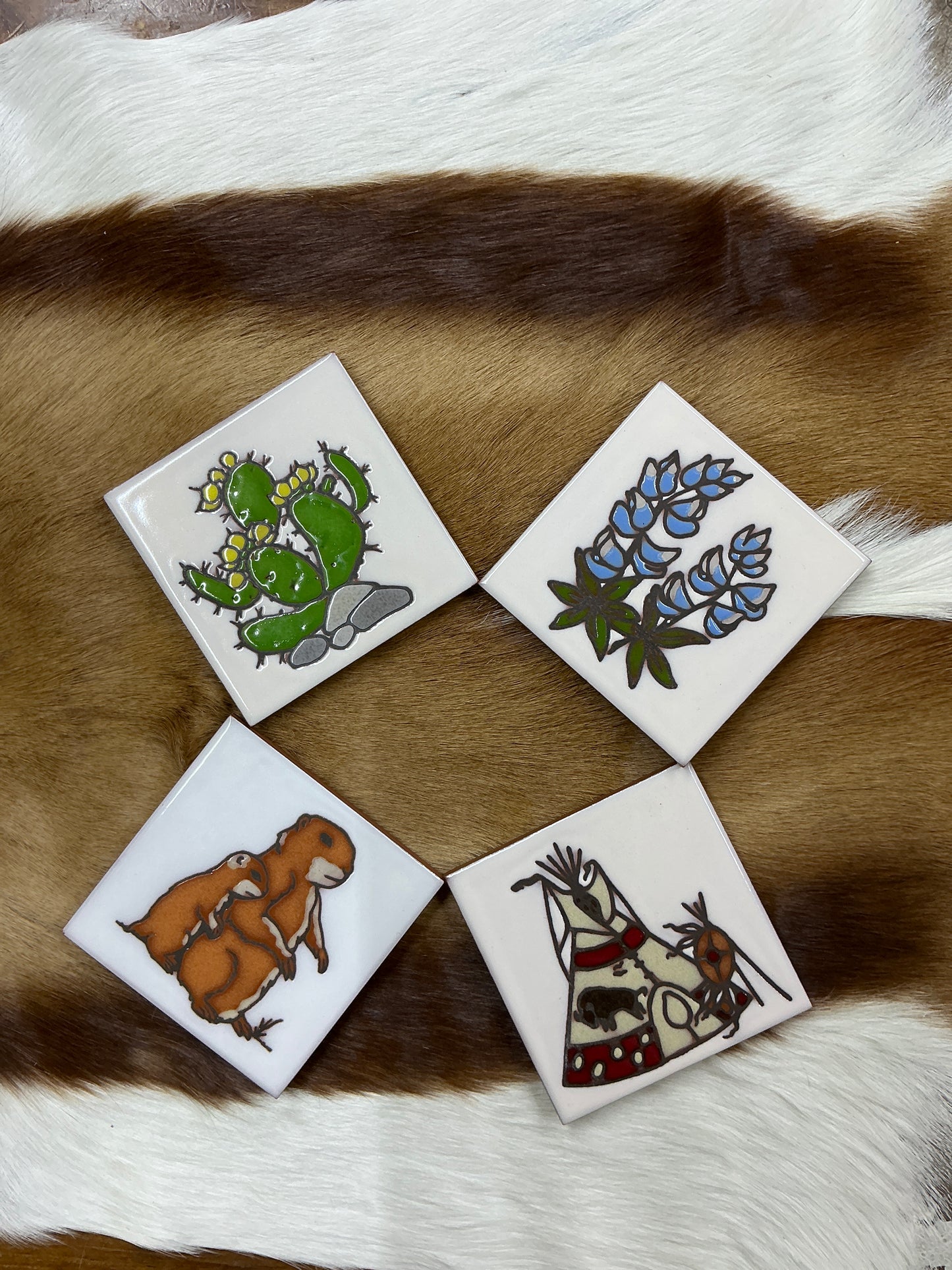 Vintage Cleo Teissedre Designed Tiles (Set of 4)
