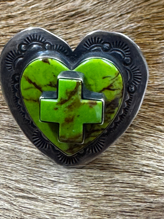 Green Turquoise Heart Ring