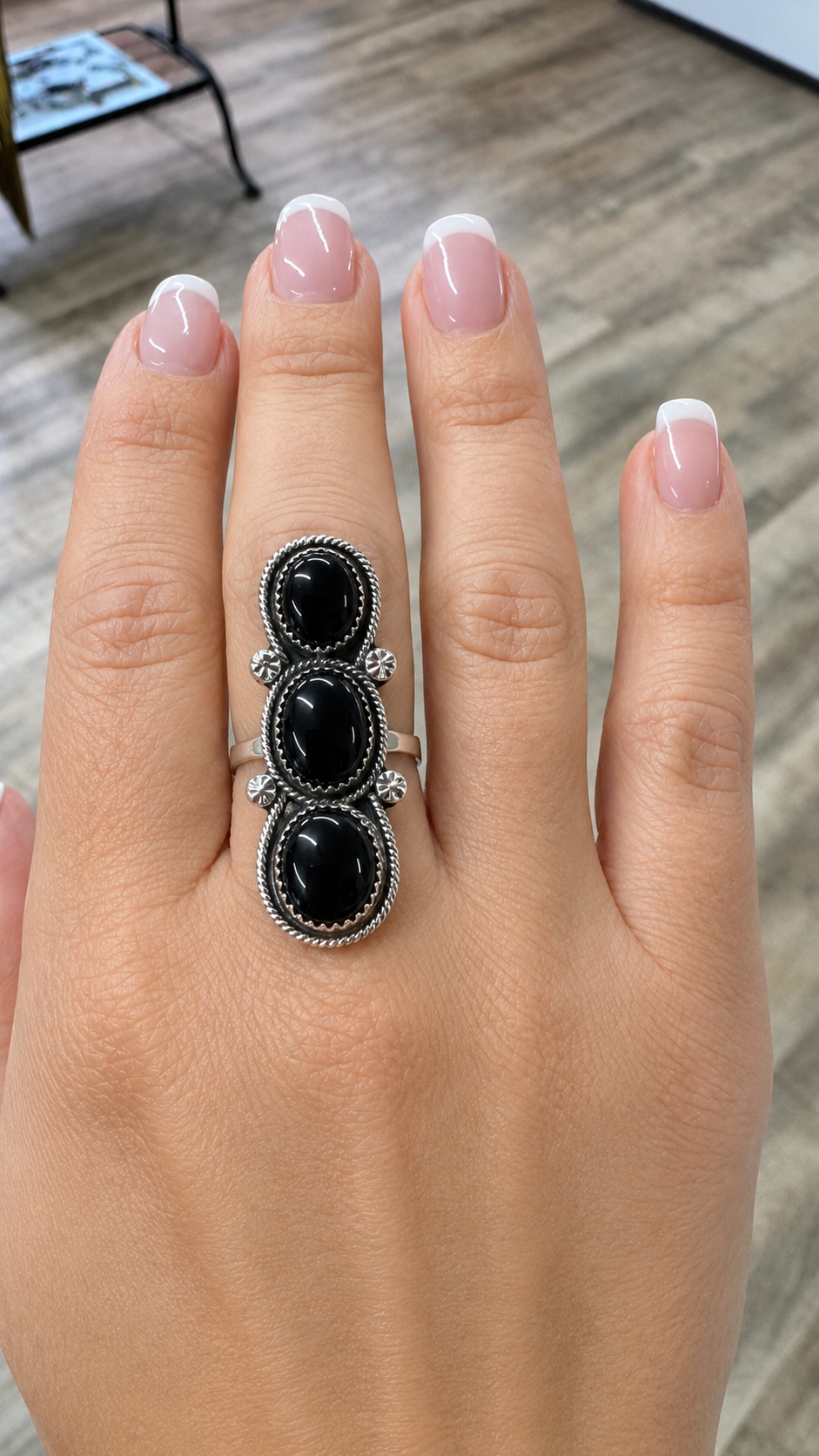 Black Onyx Navajo - 3 Stone Ring