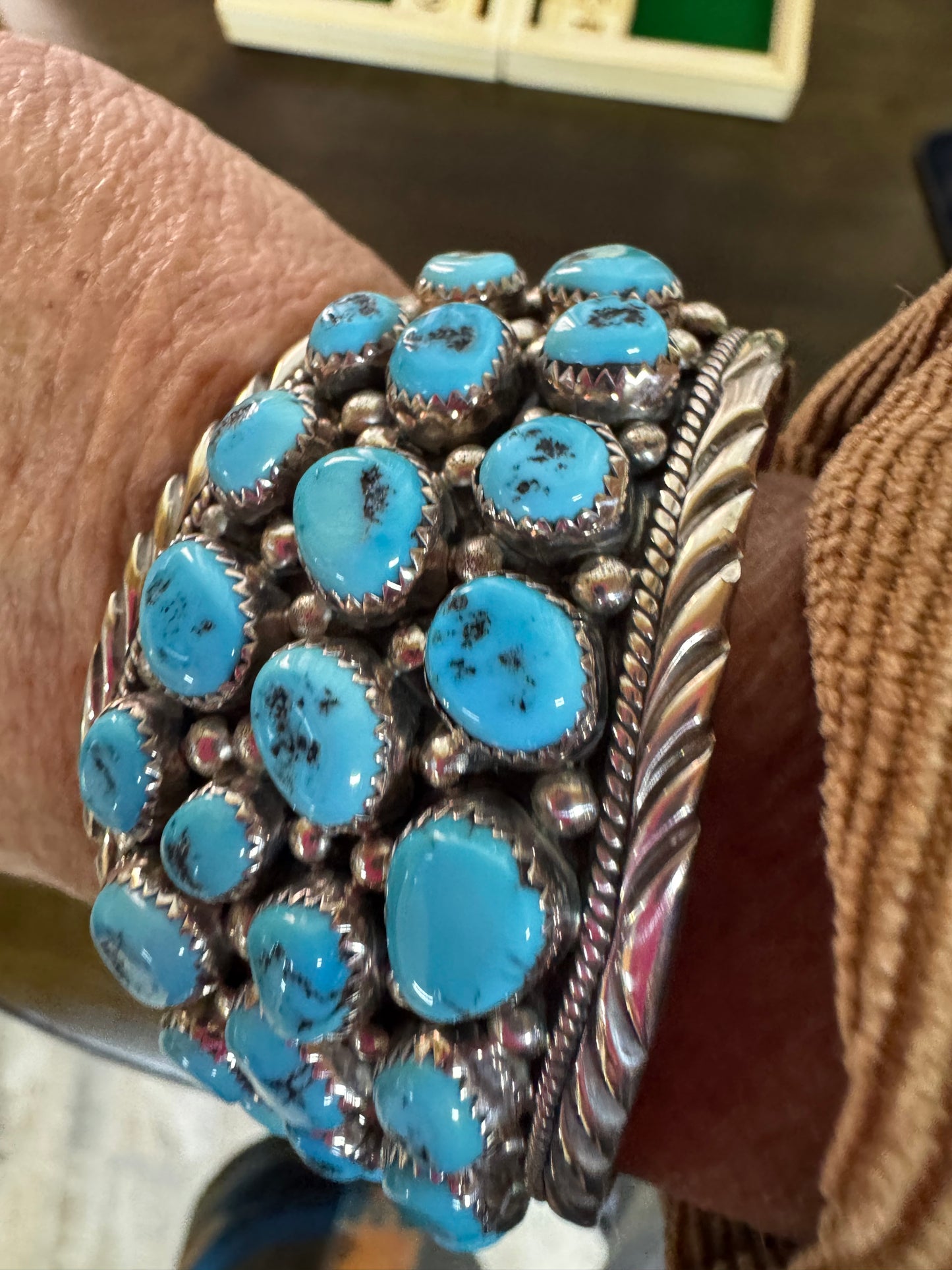 Big Multi Turquoise & Sterling Cuff