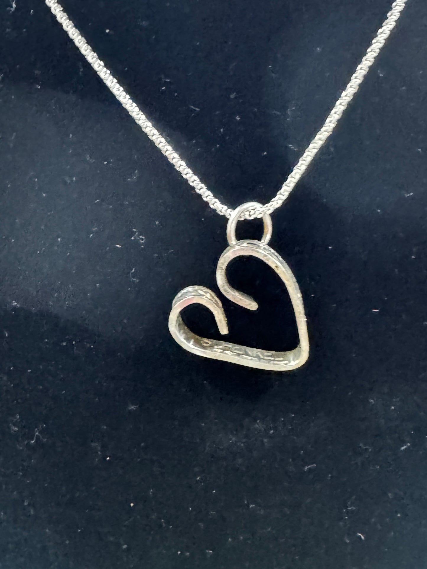 Sterling Stamped Heart Pendant