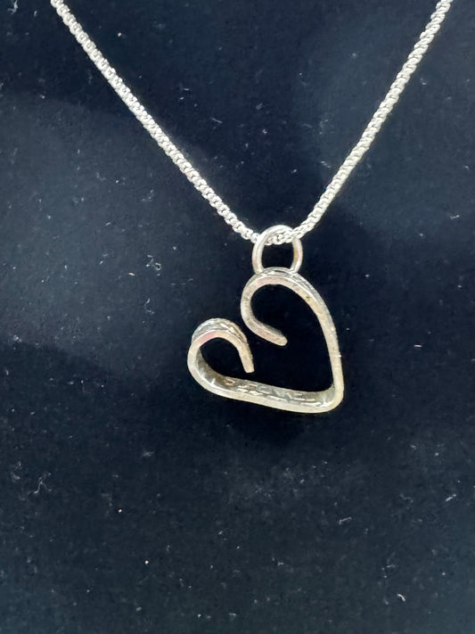 Sterling Stamped Heart Pendant