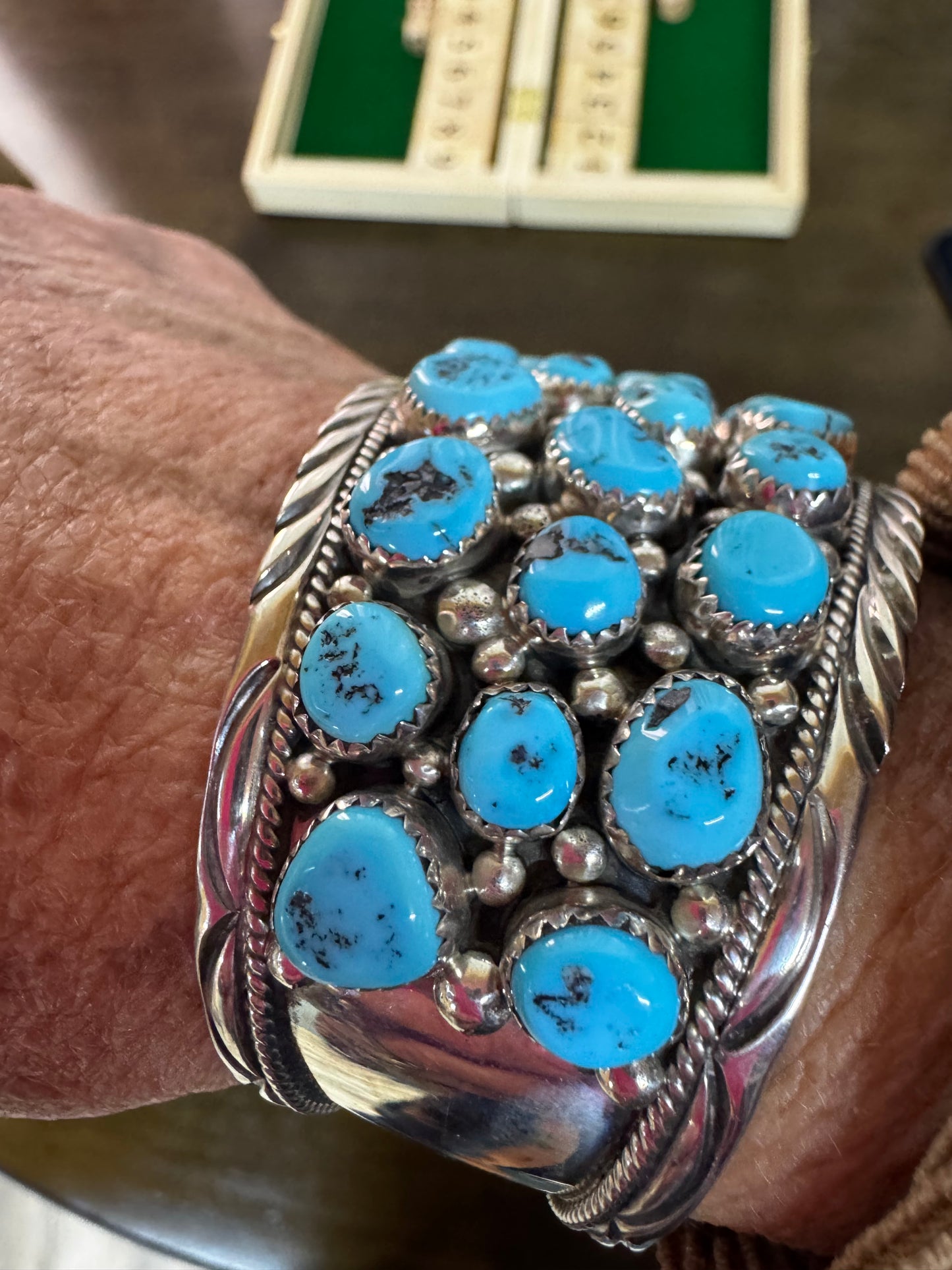 Big Multi Turquoise & Sterling Cuff