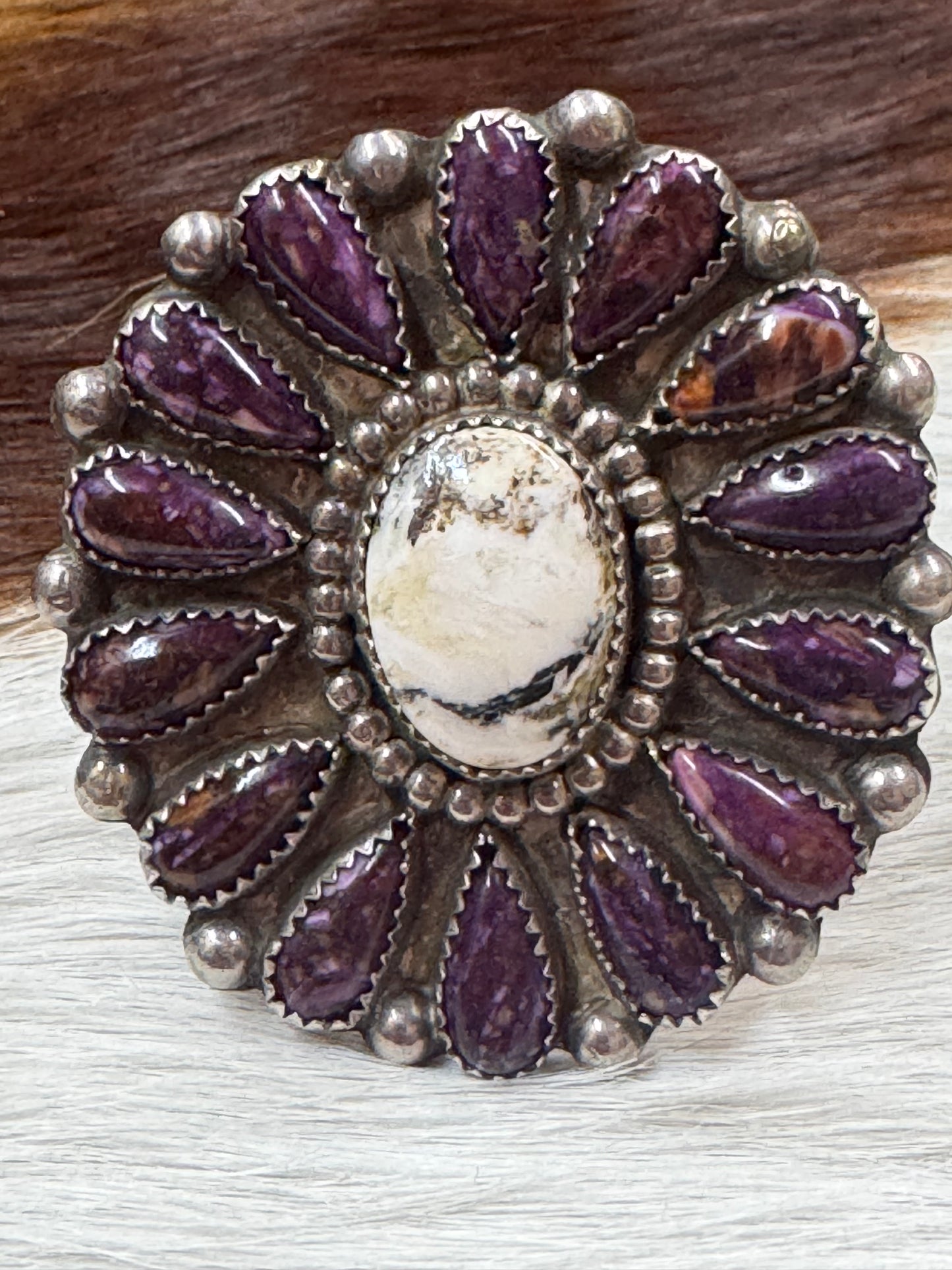 Purple Spiny & White Buffalo Ring