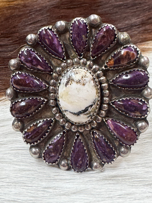 Purple Spiny & White Buffalo Ring