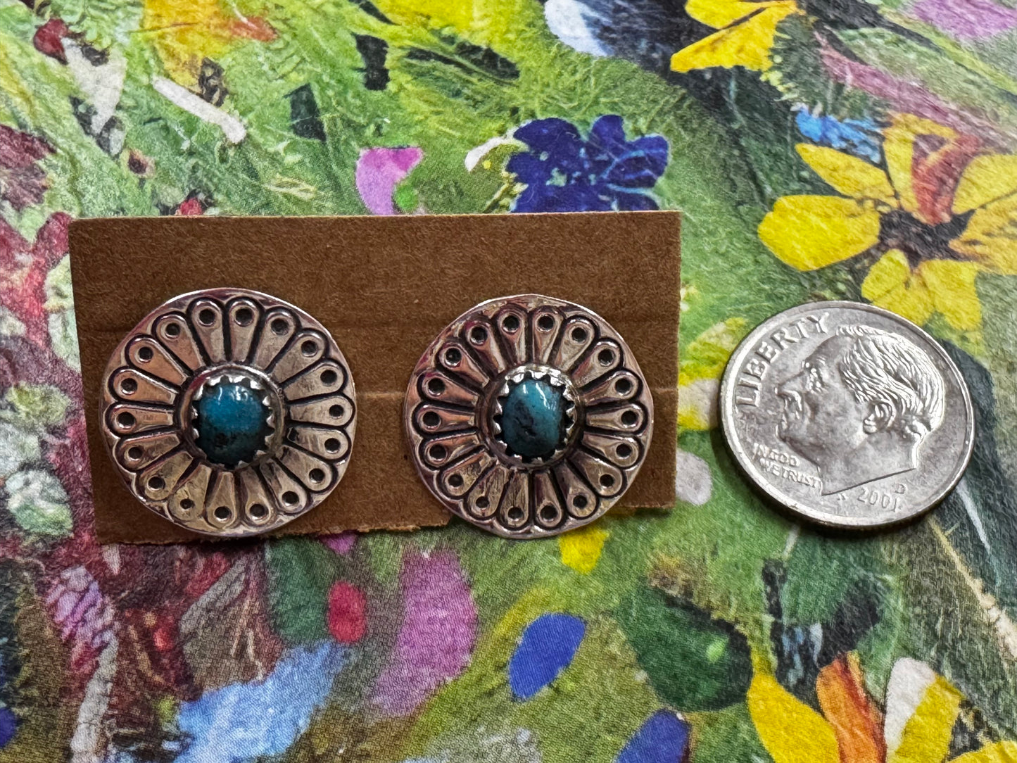 Turquoise Blue Stamped Earrings