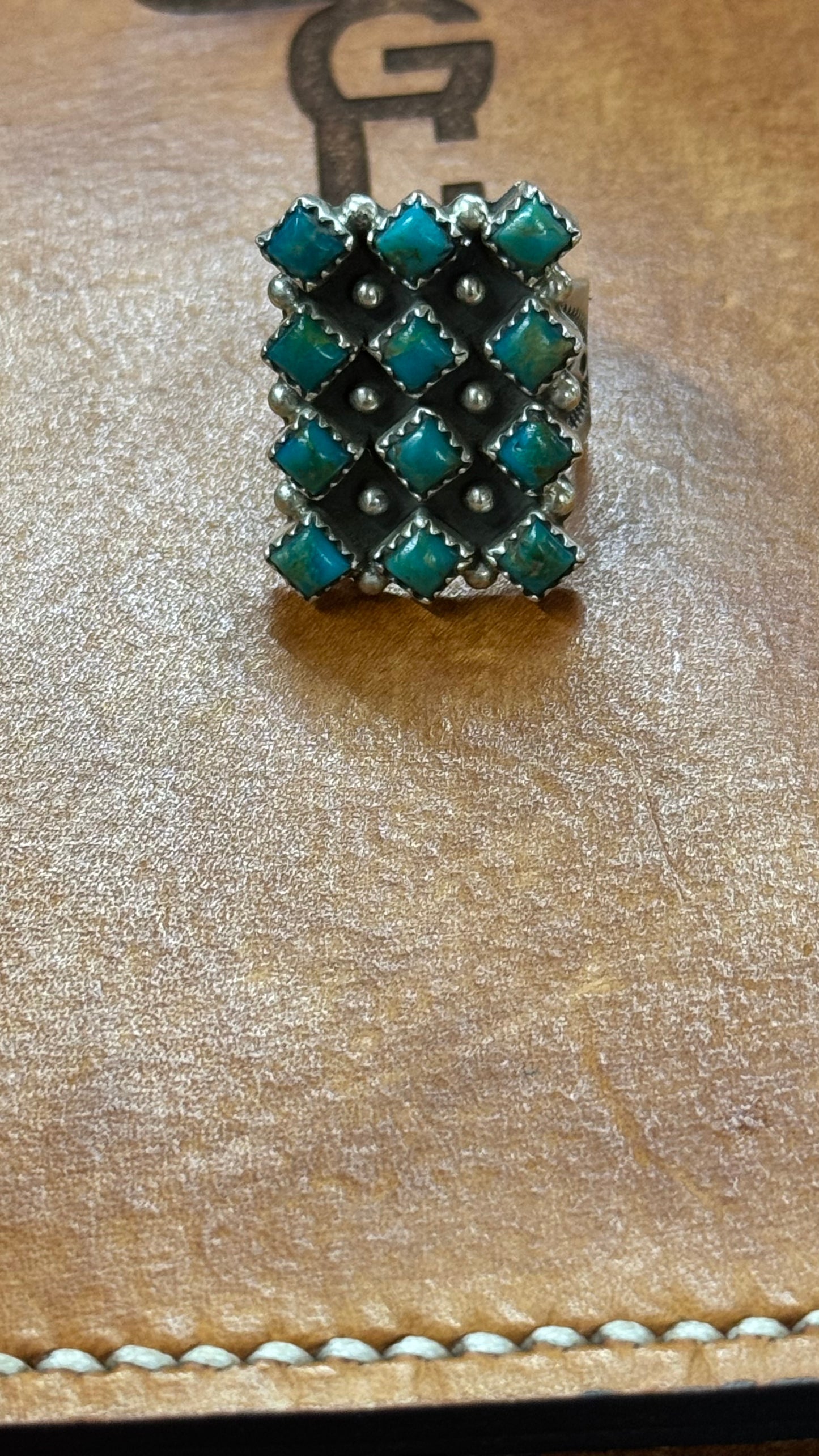 Turquoise 12 Stone Cluster Ring