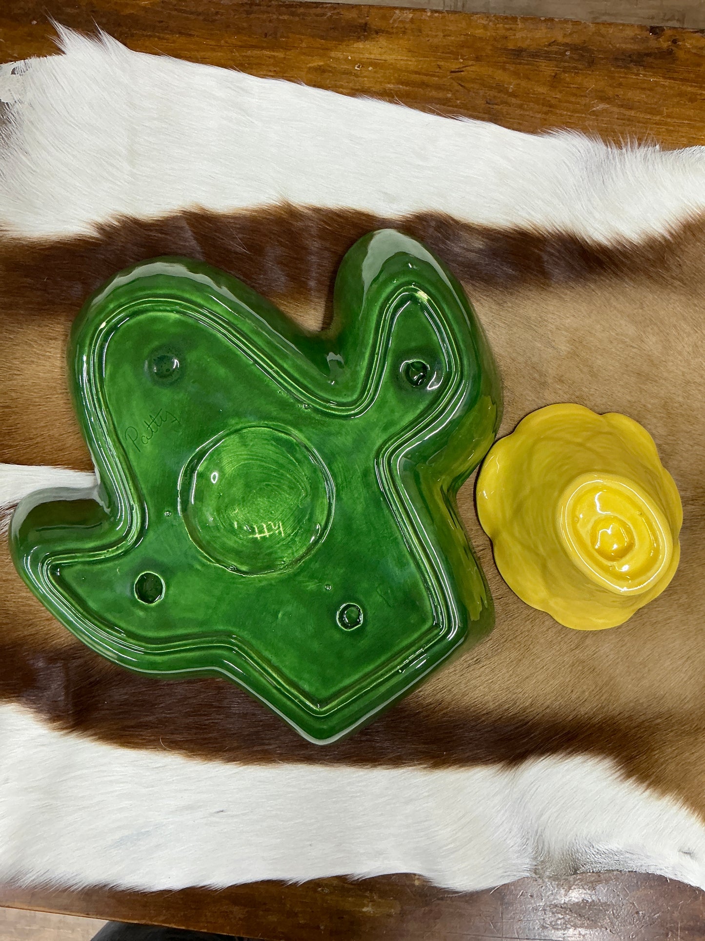 Vintage Cactus Ceramic Handmade, Chip & Dip Set