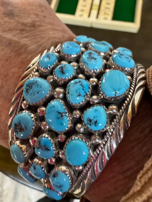 Big Multi Turquoise & Sterling Cuff