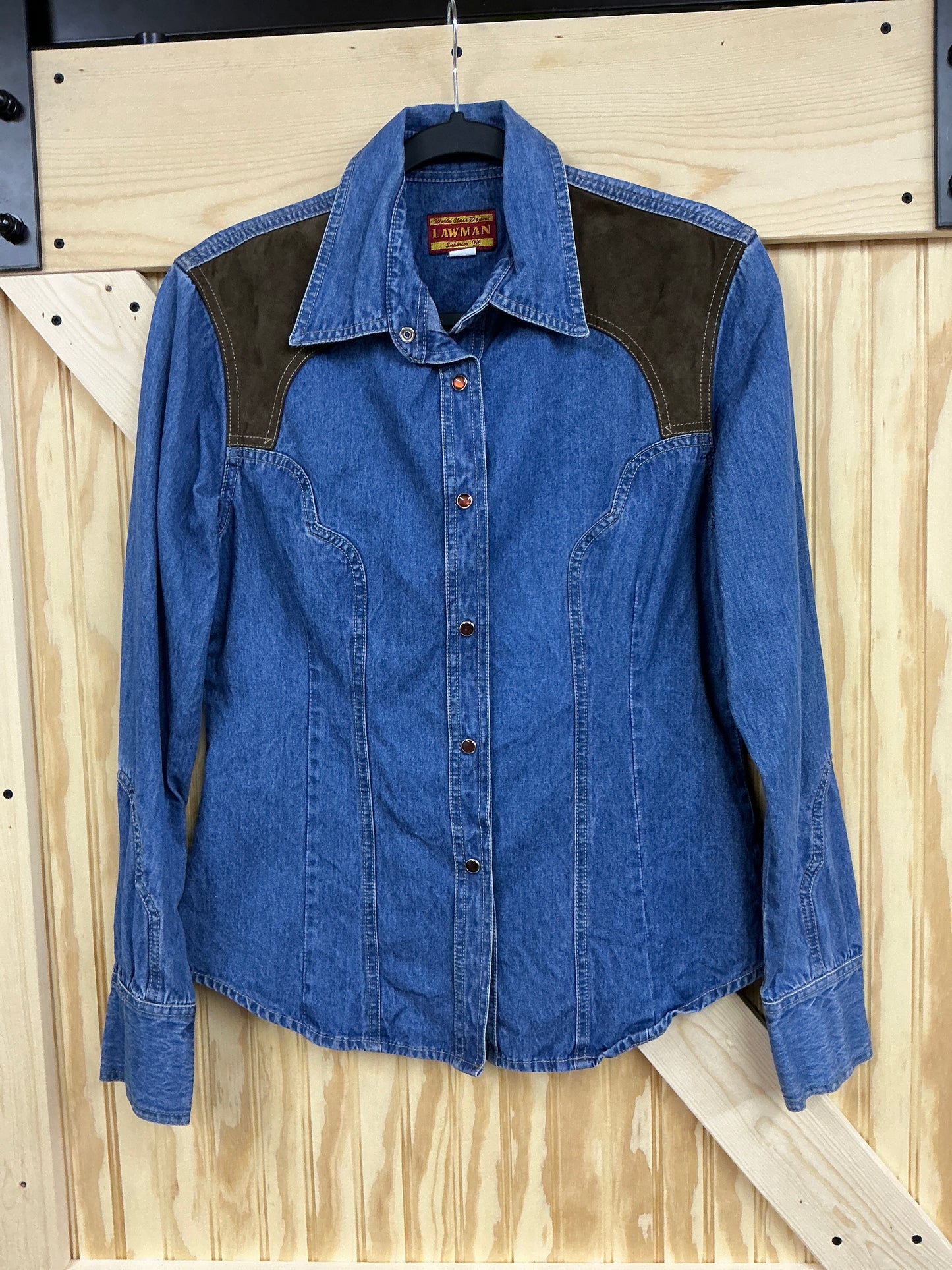 Vintage Lawman Denim Embroidered Snap Shirt