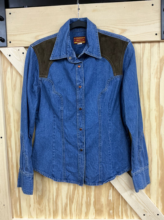 Vintage Lawman Denim Embroidered Snap Shirt