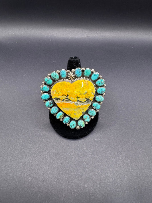 TJR Bumblebee Jasper and Turquoise Statement Ring