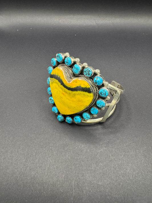 Bumblebee Jasper & Turquoise Statement Cuff by Freddy Platero