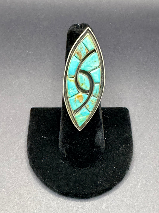 Multi Turquoise & Silver Ring (Long)