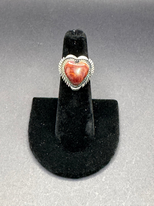 Purple Spiny Oyster & Silver Heart Ring