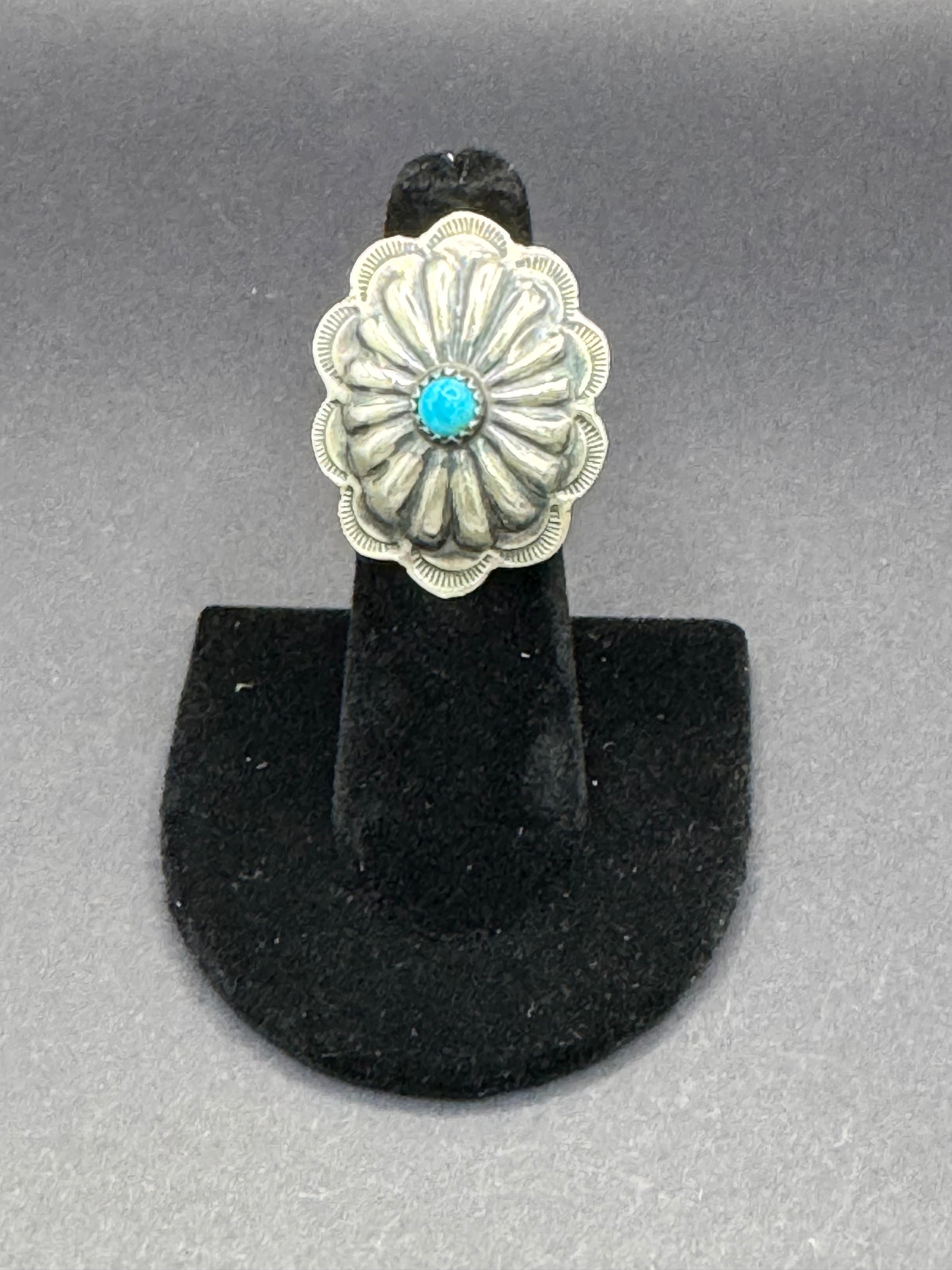 Turquoise and Silver Concho Ring