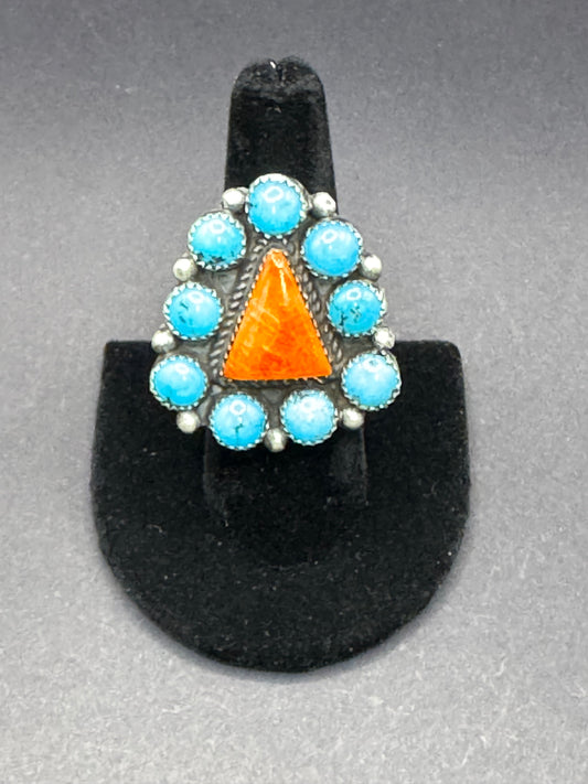 Turquoise & Orange Spiny Ring