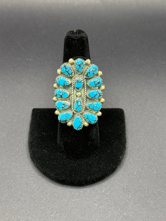 14 Stone Turquoise & Silver Ring