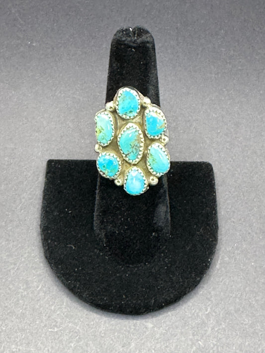 7 Stone Turquoise & Silver Ring