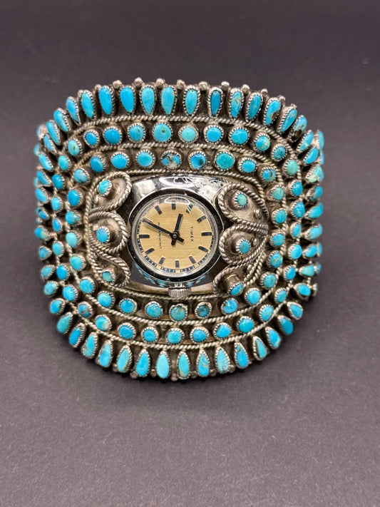 Vintage Turquoise & Sterling Silver Watch by JM Begay