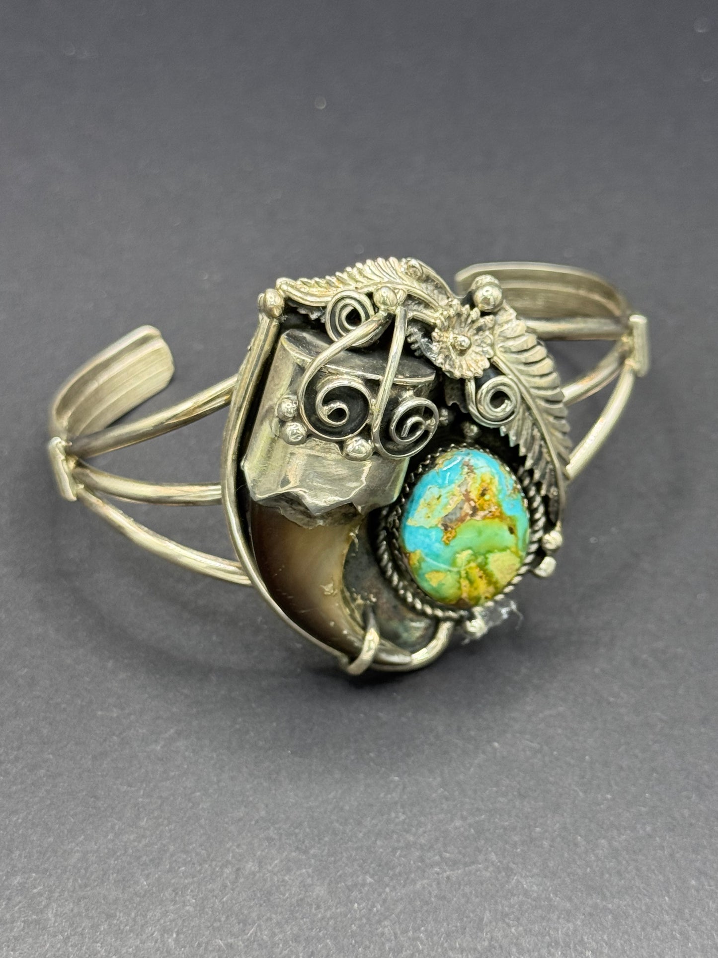 Vintage Bear Claw Cuff w/Turquoise